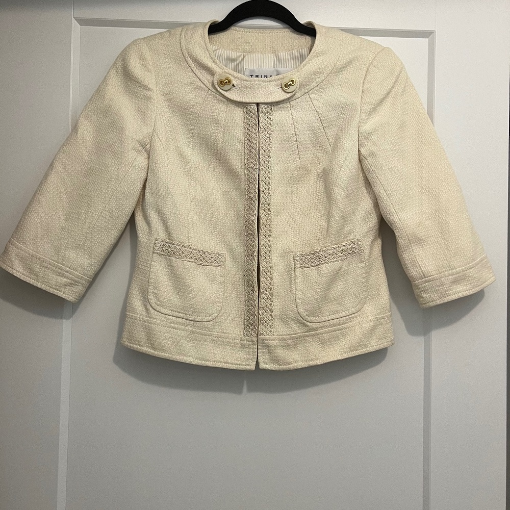 Trina Turk Cream Tweed Blazer